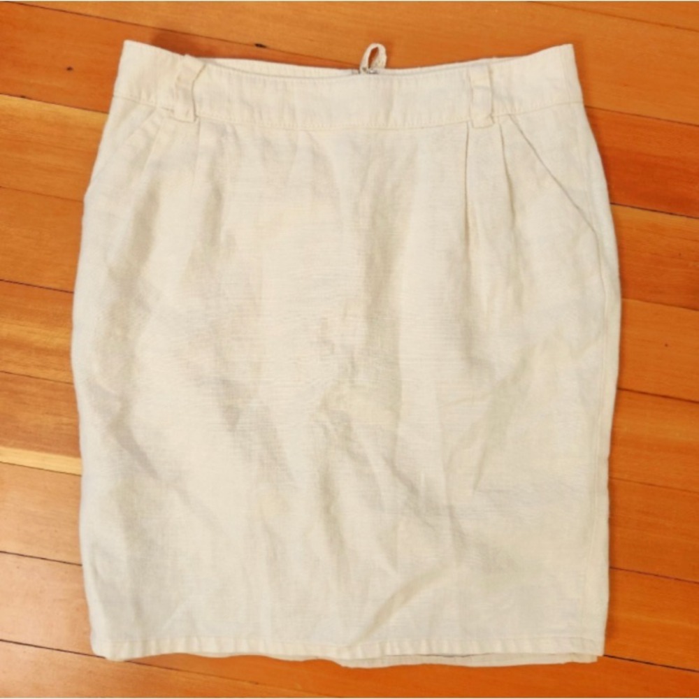 Banana Republic Linen Pencil Skirt Women's SIze‎ 10 Cream Ivory Stretch